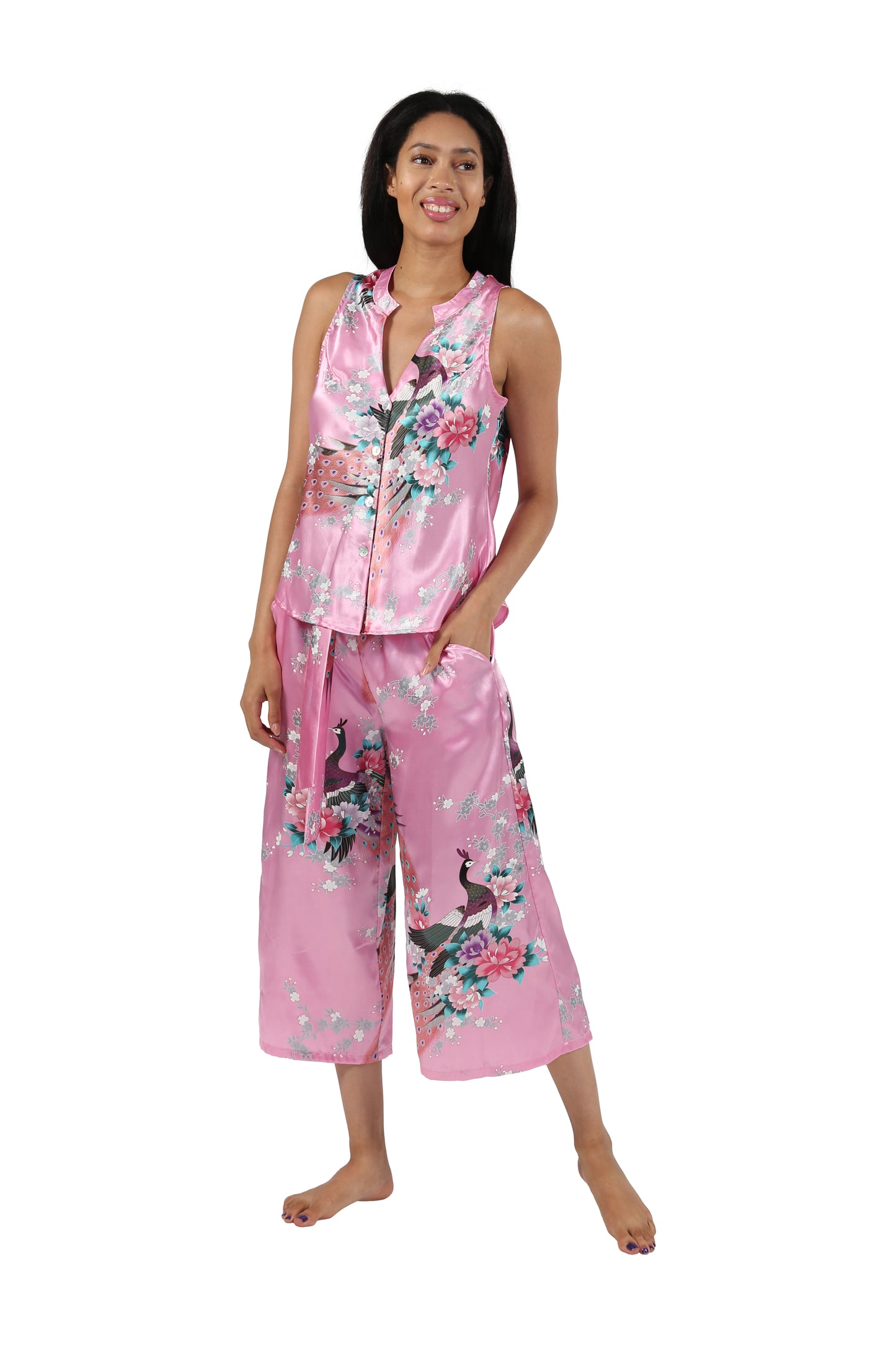 Satin Floral Lounge Set - La Cera