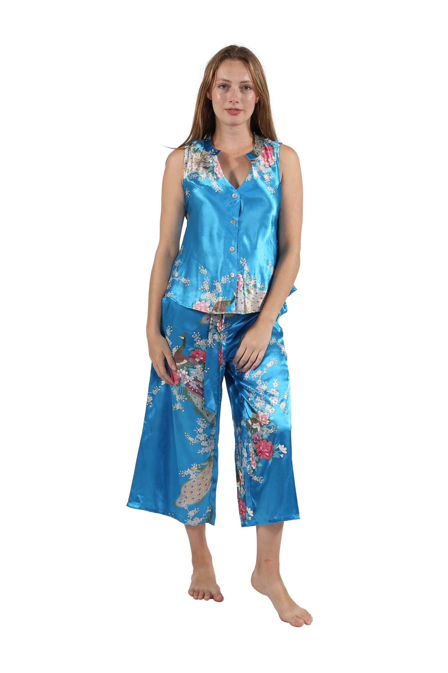 Satin Floral Lounge Set - La Cera