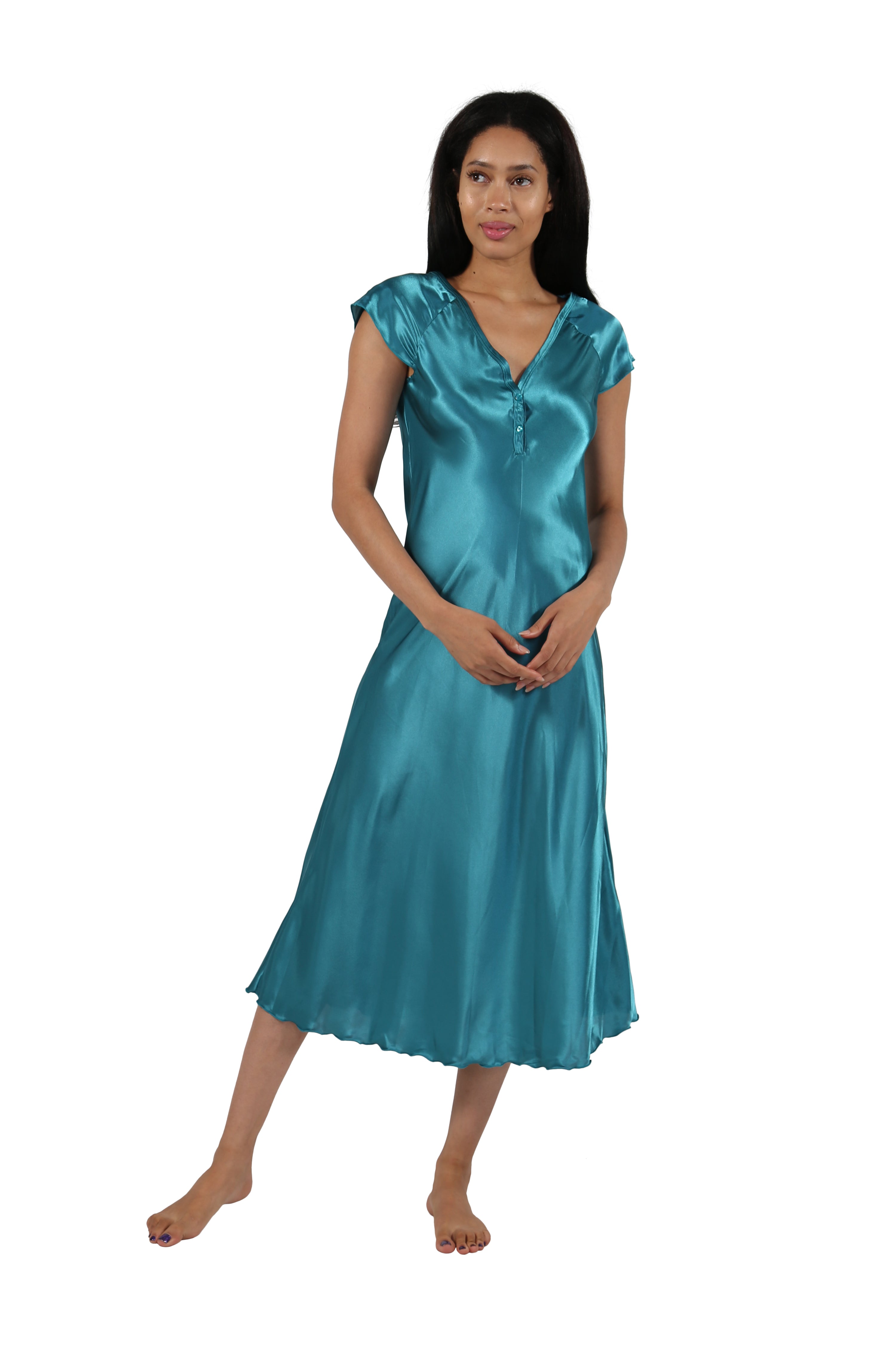Satin Cap Sleeve Gown - La Cera