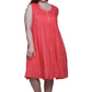 La Cera 100% Cotton Sleeveless Dress with Hem Embroidery - Plus Size - La Cera