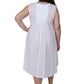 La Cera 100% Cotton Sleeveless Dress with Hem Embroidery - Plus Size - La Cera