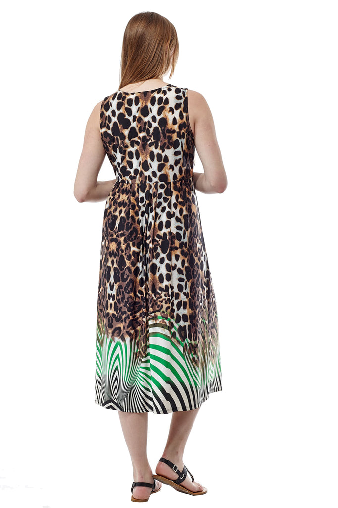 Animal Print Sleeveless Maxi Dress - La Cera
