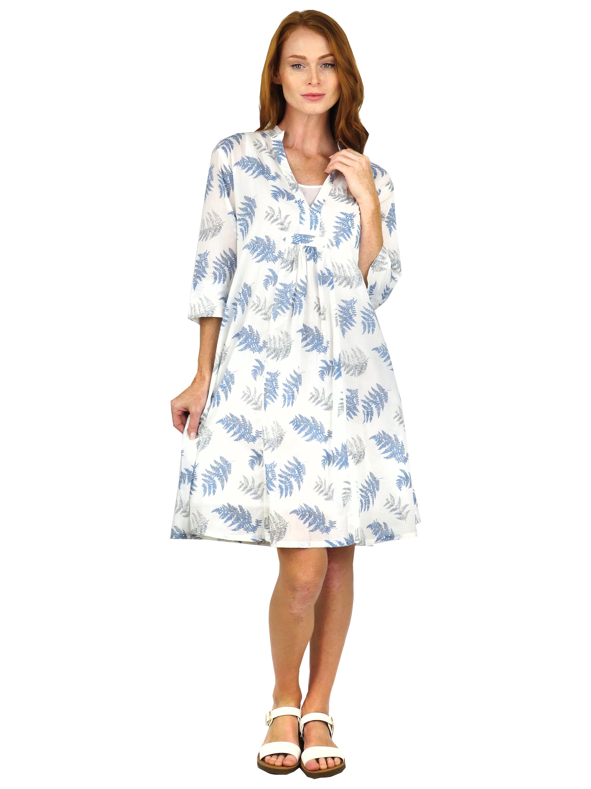 Fern Print Short Lined Dress - La Cera