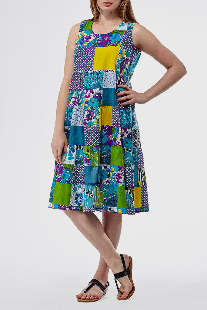 La Cera Short Multicolored Patchwork Dress - La Cera - 1