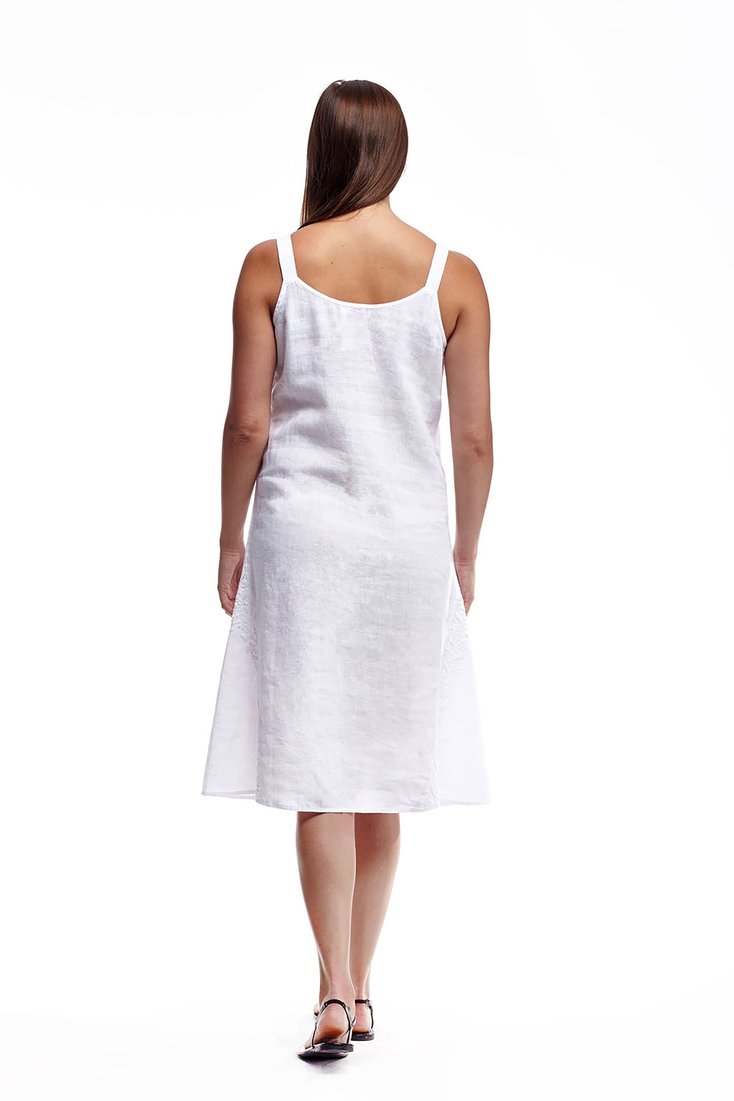 Linen Sleeveless Embroidered Dress - La Cera