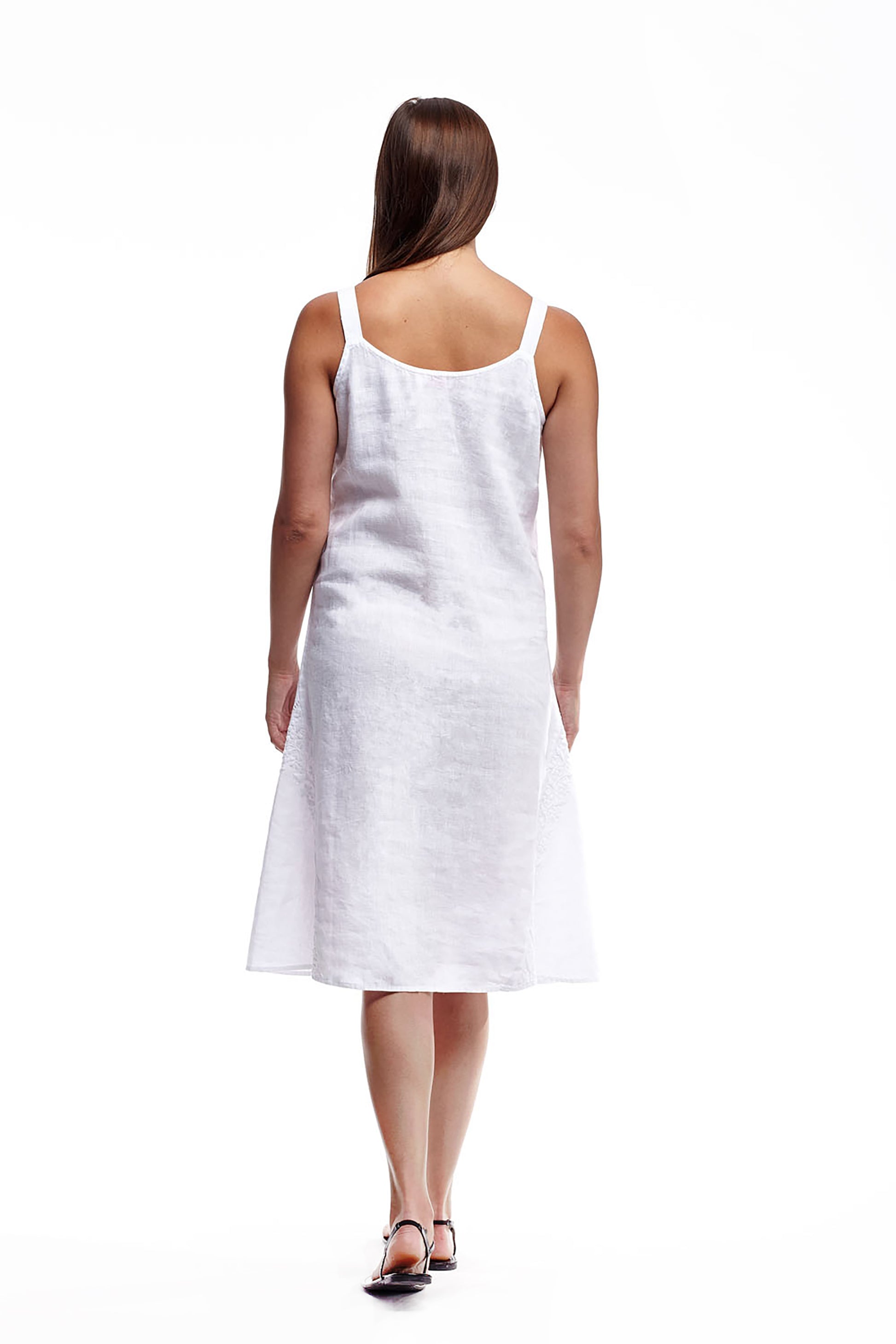 Linen Sleeveless Embroidered Dress - La Cera
