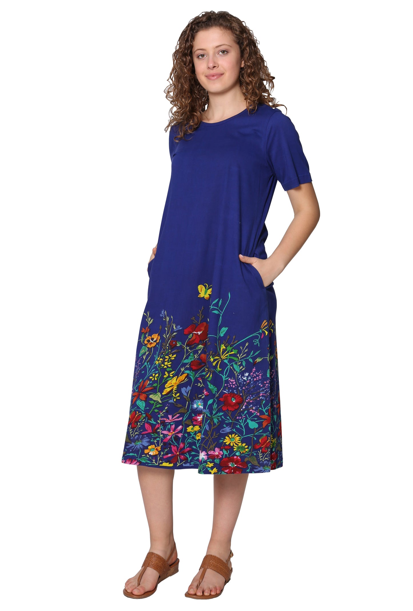 La Cera Floral Printed Short Sleeve Dress - La Cera