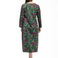 La Cera Floral Printed A-Line Cotton Knit Dress - La Cera