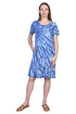 La Cera Cotton Knit Short Sleeve Blue Tie-Dye Dress - La Cera