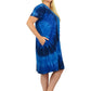 La Cera Cotton Knit Short Sleeve Denim Blue Tie-Dye Dress - Plus Size - La Cera