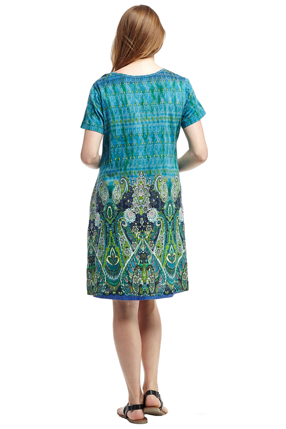 La Cera Novelty Paisley Print Short Sleeve Dress - La Cera