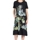 La Cera Printed A-Line Cotton Jersey Knit Dress - La Cera