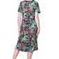 La Cera Floral Printed A-Line Knit Dress - La Cera