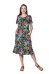 La Cera Floral Printed A-Line Knit Dress - La Cera