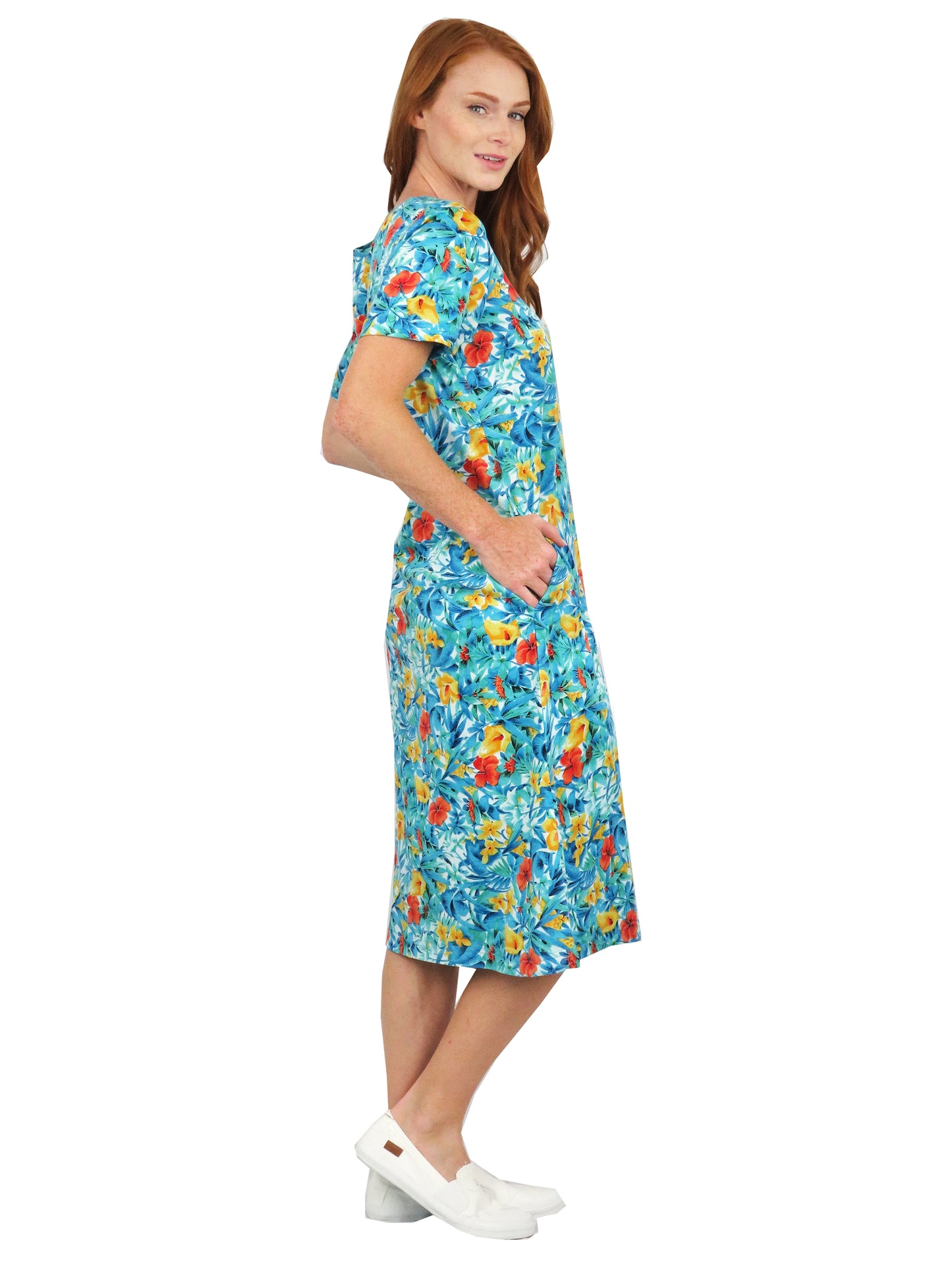La Cera Floral Printed A-Line Dress - La Cera