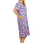 Plus Size Turq/Pink Floral Cotton Jersey A-line Dress - La Cera
