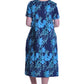 La Cera Navy Floral Print A-Line Dress