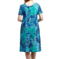 La Cera Blue Floral Print A-Line Dress - La Cera