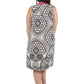 Pleat Front Sleeveless Abstract Print Dress - Plus Size