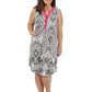 Pleat Front Sleeveless Abstract Print Dress - Plus Size
