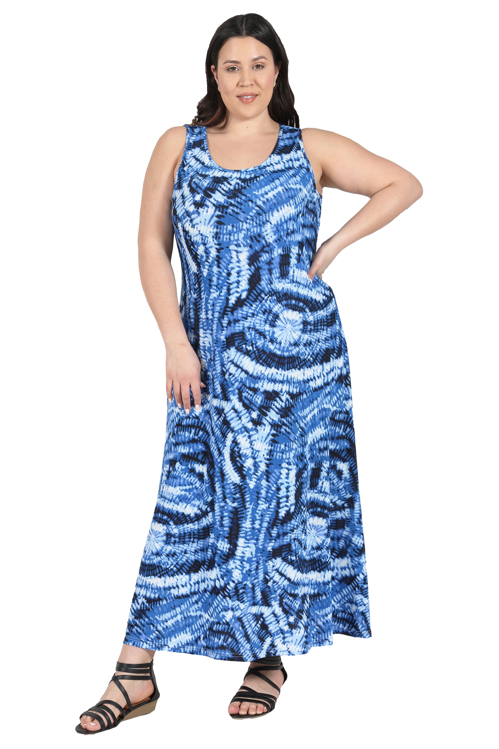 La Cera Paisley Tie Dye Print Plus Size Maxi Dress - La Cera