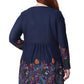 La Cera Floral Pullover Tunic Top - Plus Size