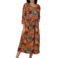 La Cera Knit Foliage Printed Dress - La Cera