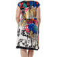 La Cera Plus Size Multi Print Cross-Over Front Dress - La Cera