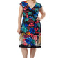 La Cera Plus Size Multi Print Cross-Over Front Dress - La Cera