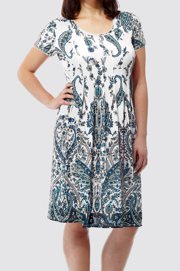 La Cera Short Sleeve Paisley Printed Dress - La Cera - 3
