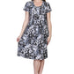 La Cera Black and White Print Short Sleeve Dress