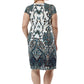 La Cera Plus Size Ivory and Navy Print Short Sleeve Dress