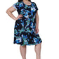 Vestido de manga corta con estampado floral azul La Cera talla grande