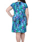 Vestido de manga corta con estampado multicolor en verde azulado La Cera de talla grande