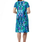 La Cera Teal Multi Print Short Sleeve Dress - La Cera