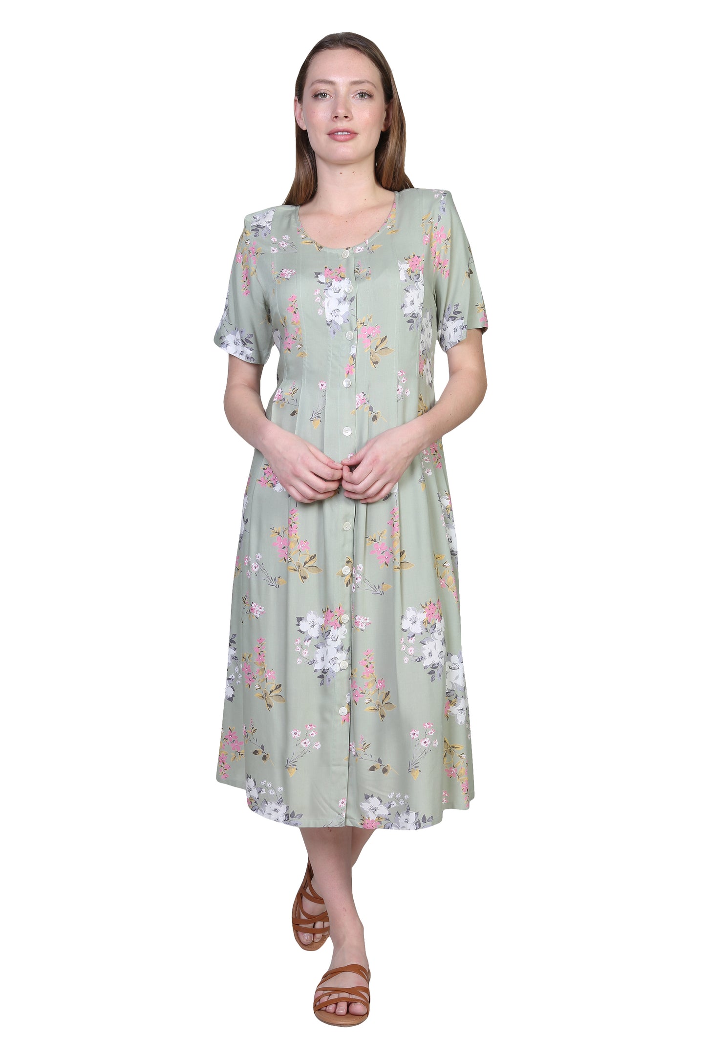 Garden Bouquet Rayon Button Front Dress