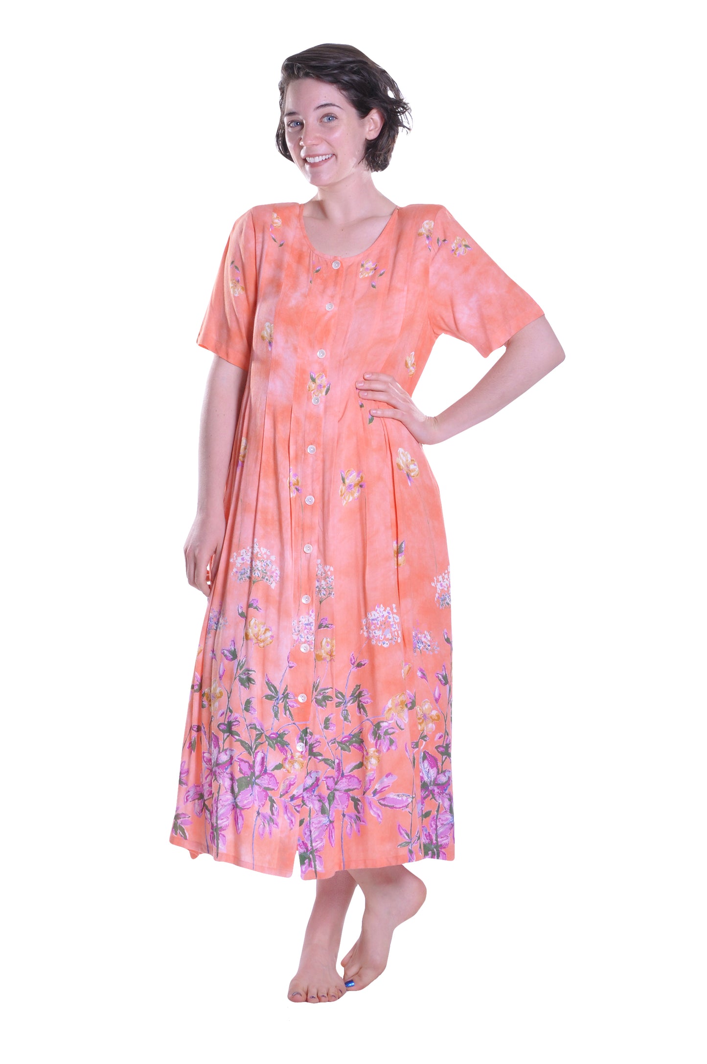Plus Size La Cera Button Front Short Sleeve Dress - La Cera