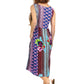 V-Neckline Empire Waist Border Print Dress