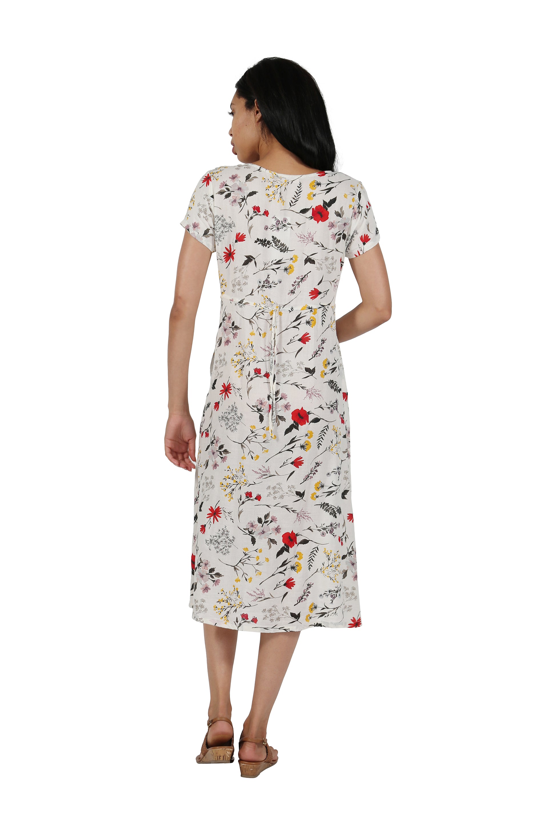 La Cera Button Front Short Sleeve Dress - La Cera