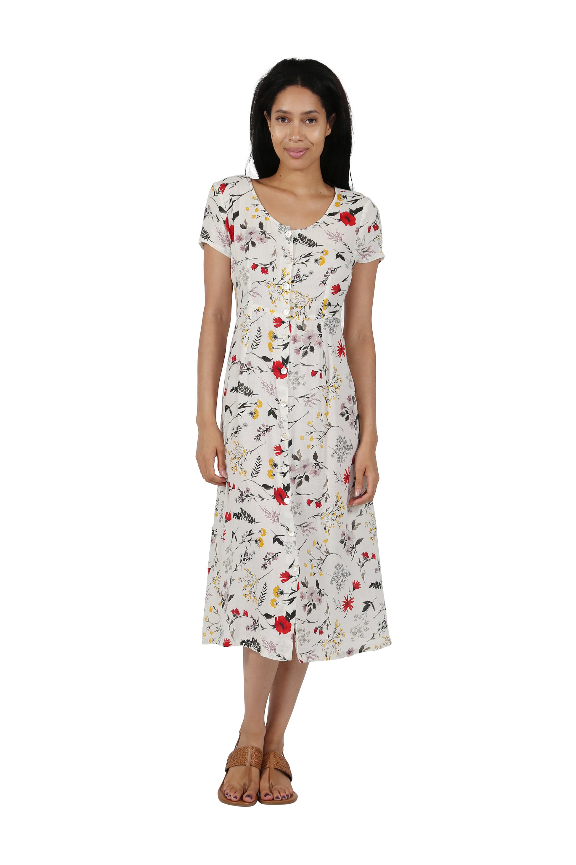 Plus Size La Cera Button Front Short Sleeve Dress - La Cera