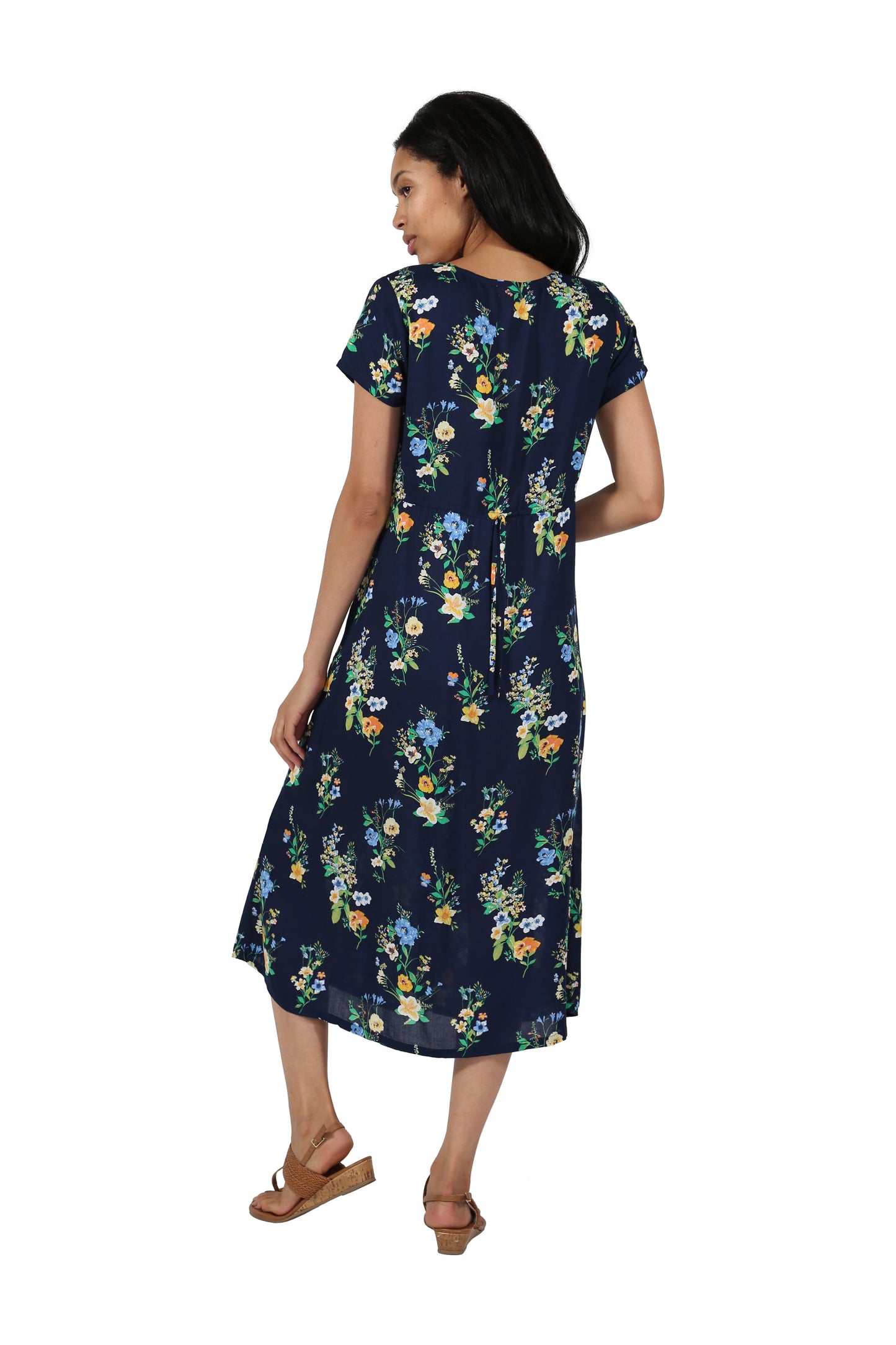 Midnight Garden Button Front Rayon Dress