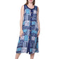 Novelty Button Patchwork Rayon Print Dress
