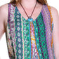 La Cera Green Multi Print Sleeveless Dress - La Cera