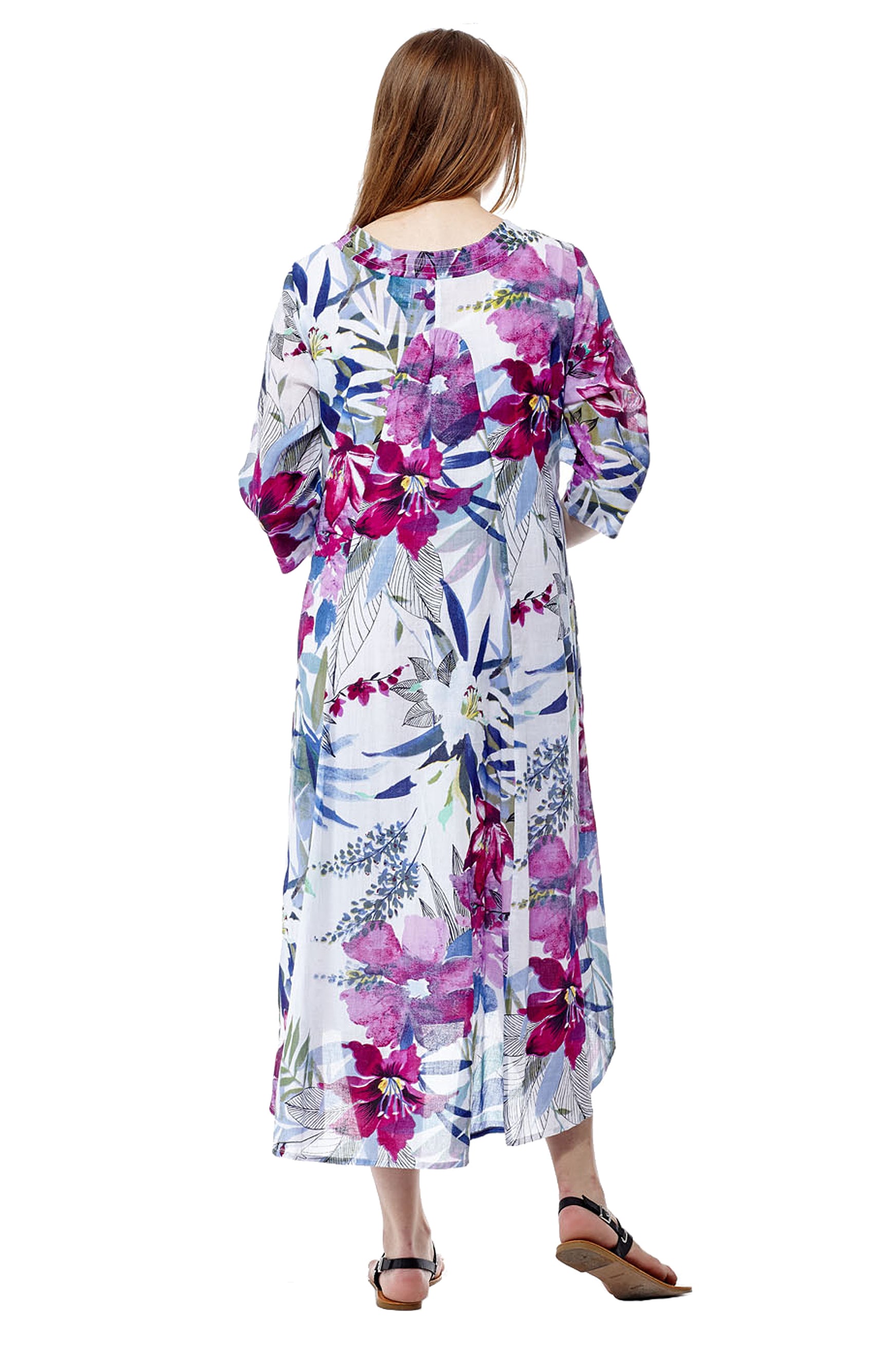 La Cera Women's High-Low Printed Caftan - La Cera