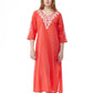 La Cera 3/4 Quarter Length Sleeve Embroidered Caftan - La Cera