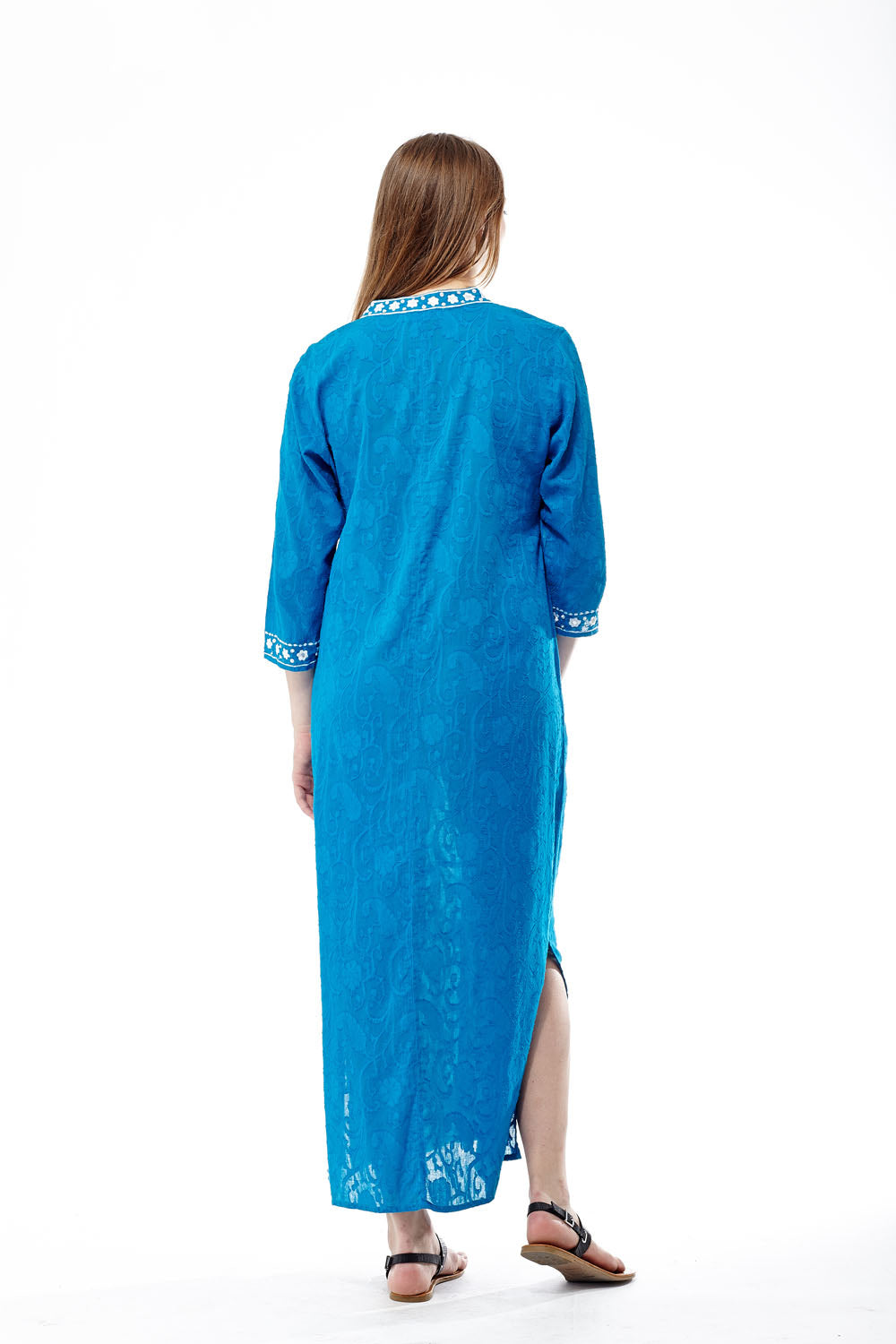 Plus Size La Cera 3/4 Quarter Length Sleeve Embroidered Caftan - La Cera