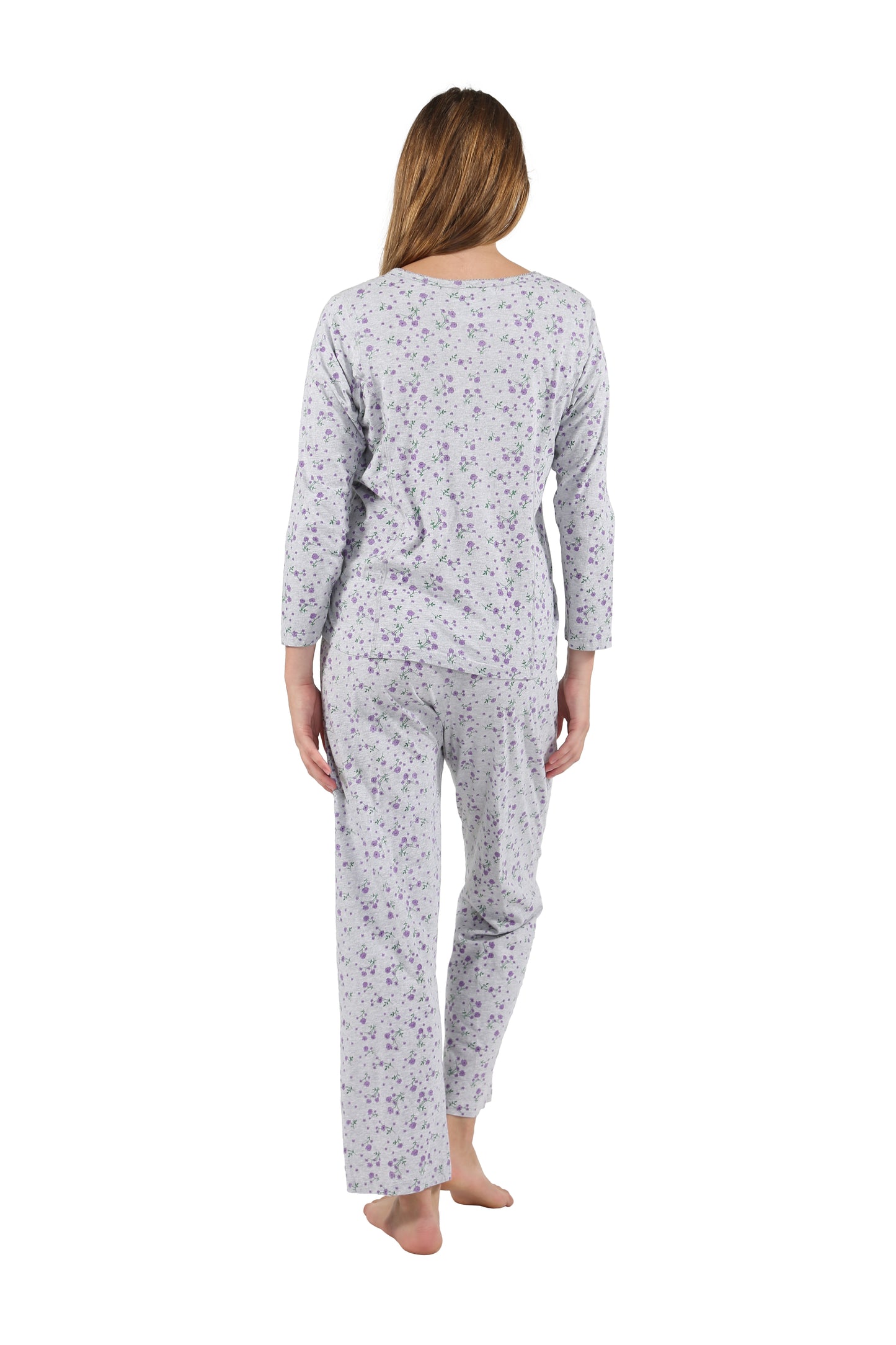 La Cera Knit Floral Pajama Set