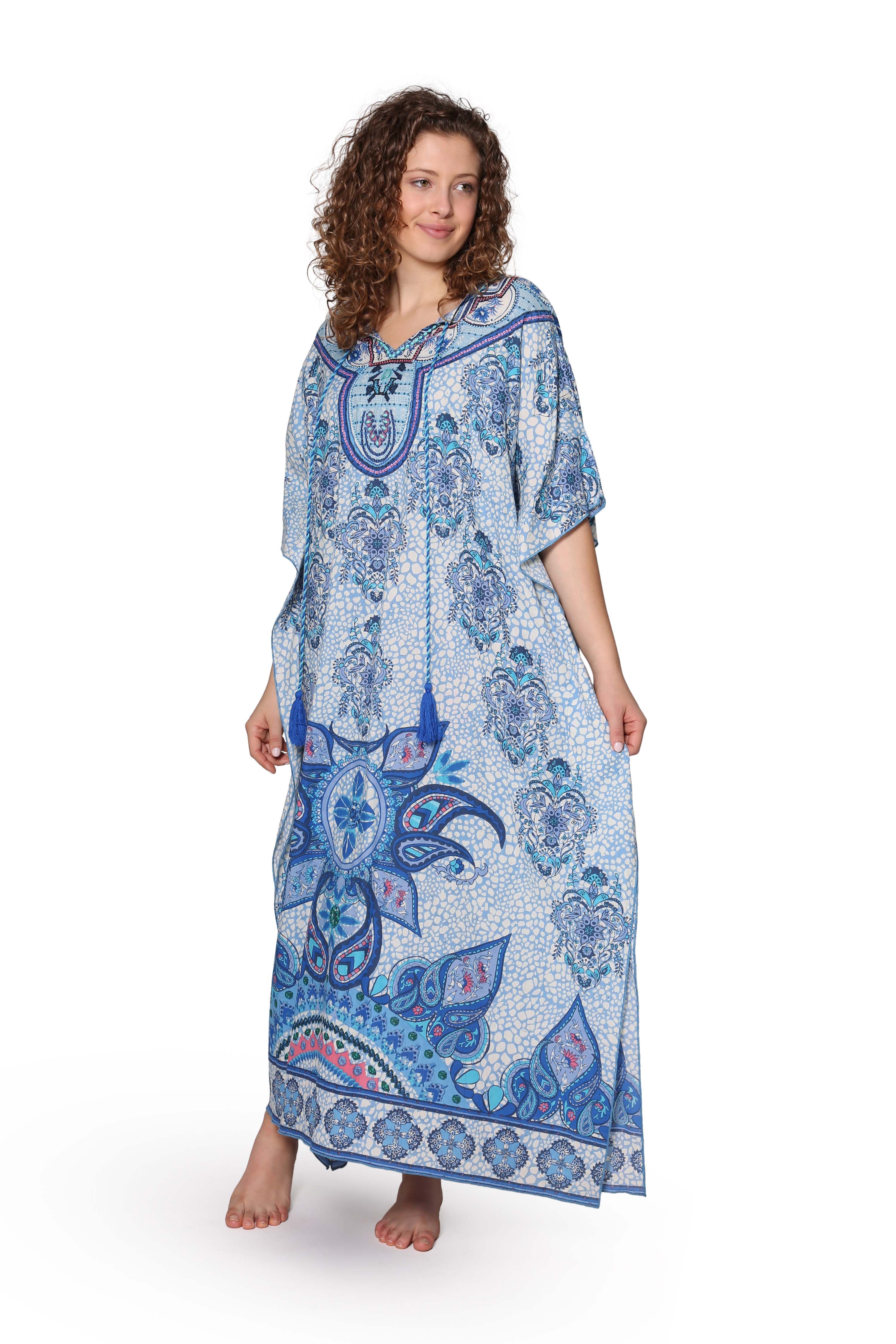 100% Cotton Paisley Print Caftan - La Cera