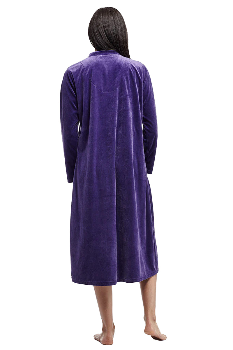 La Cera Long V-Neck Velour Dress - La Cera