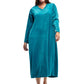 La Cera Long V-Neck Velour Dress - La Cera